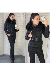 Женский зимний теплый костюм черный с мехом (090012) Женский зимний теплый костюм черный с мехом (090012)