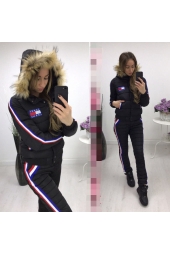 Женский зимний болоневый костюм с натуральным мехом Tommy Hilfiger черный (арт.34901) Женский зимний болоневый костюм с натуральным мехом Tommy Hilfiger черный (арт.34901)