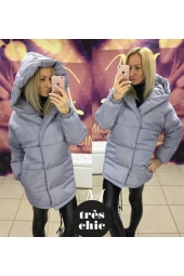 Женская дутая куртка зефир серая (арт.86004-2)