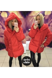 Женская дутая куртка зефир красная (арт.86004-1)